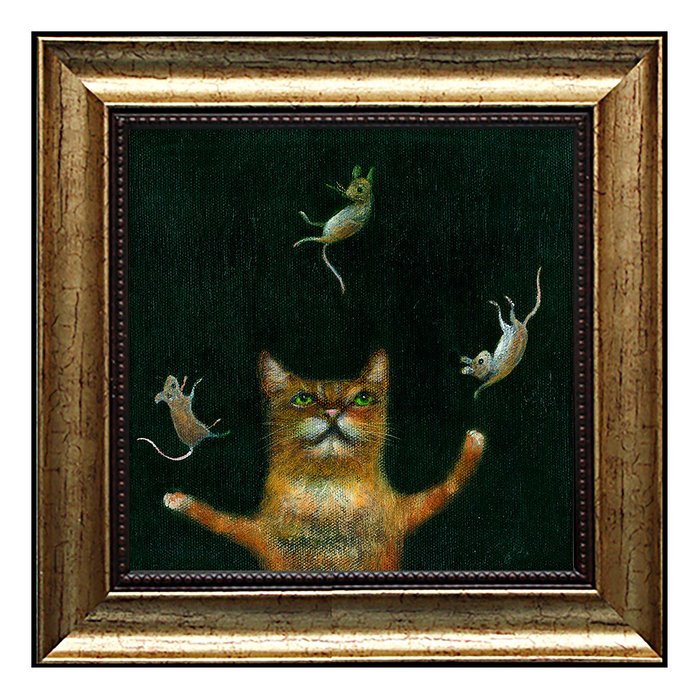Картина Кошки-мышки в раме из полистирола