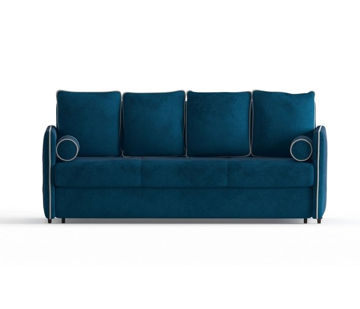 Диван-кровать Адмирал в обивке из велюра синего цвета  - купить Прямые диваны по цене 44590.0
