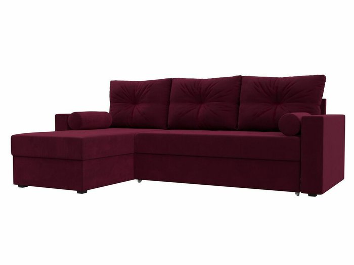 Угловой диван-кровать Верона бордового цвета левый угол