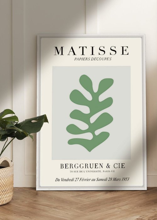 Постер Matisse Papiers Decoupes Green 70х100 в раме белого цвета - купить Принты по цене 12100.0