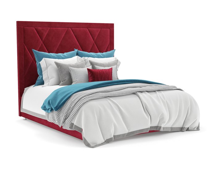 Кровать Треви 140х190 красного цвета с подъемным механизмом (вельвет)