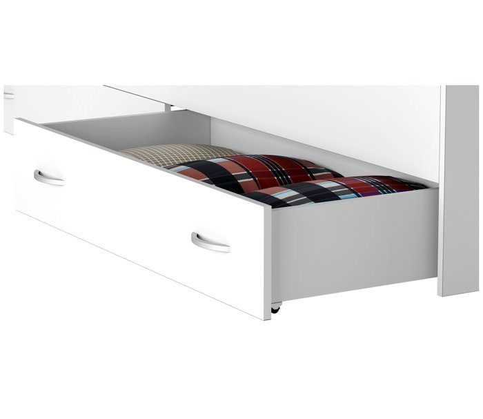 Кровать Уника 90х200 белого цвета с ящиками - купить Одноярусные кроватки по цене 10300