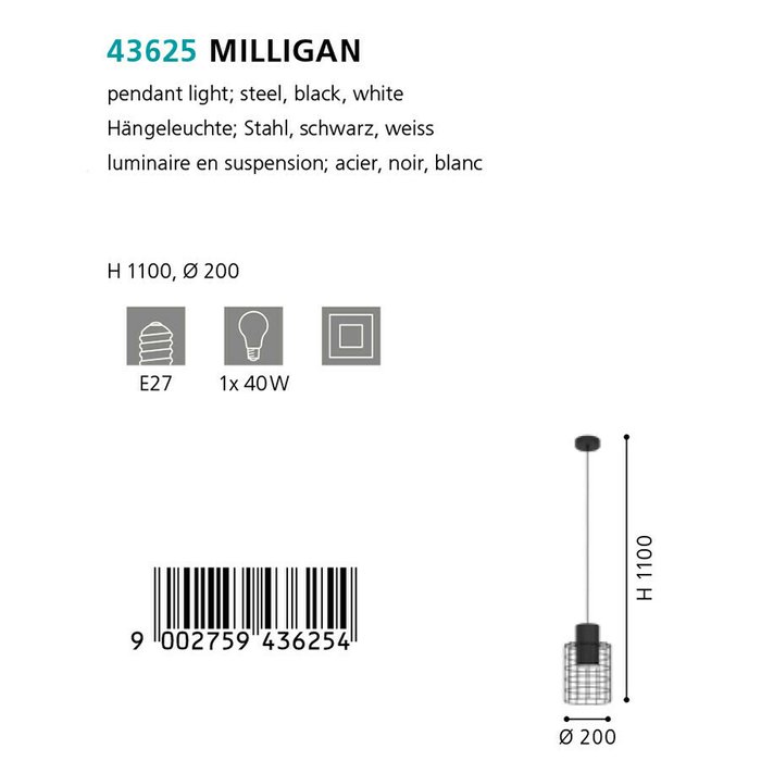 Подвесной светильник Milligan черного цвета - лучшие Подвесные светильники в INMYROOM