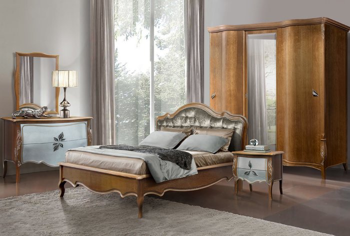 Кровать Трио 140х200 серо-коричневого цвета - купить Кровати для спальни по цене 132190.0