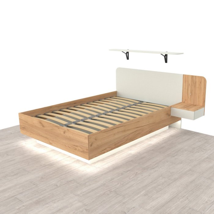 Кровать Астра 140х200 бежевого цвета с подъемным механизмом и одним ящиком 