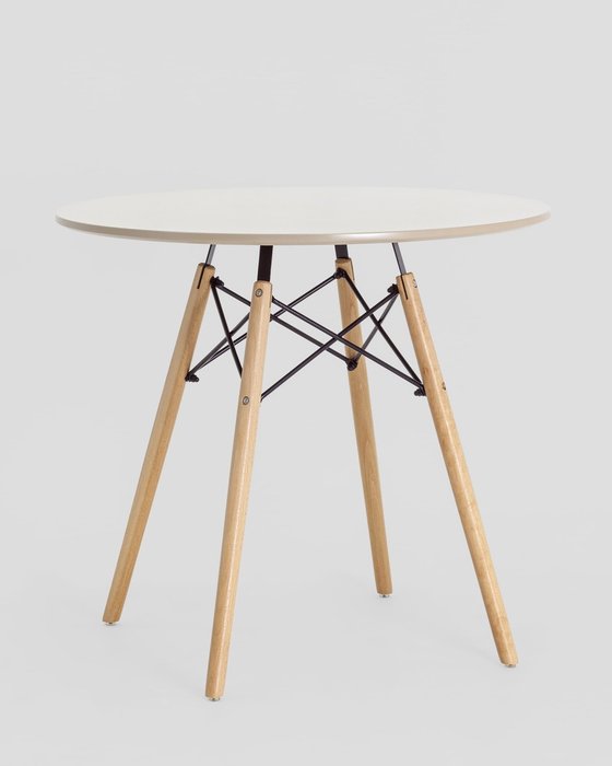 Стол бежевого цвета на деревянных ножках - купить Обеденные столы по цене 8490.0