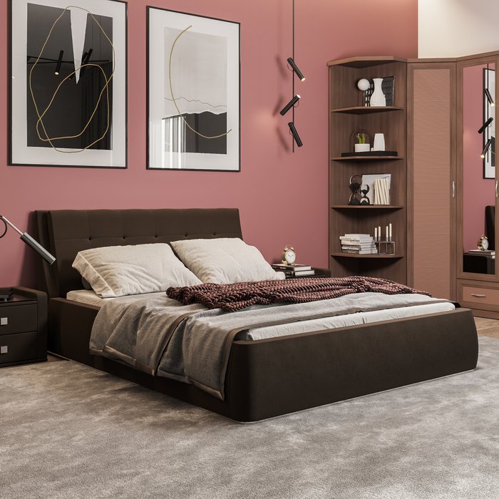 Кровать Гесиона 180х200 темно-коричневого цвета с подъемным механизмом  - лучшие Кровати для спальни в INMYROOM