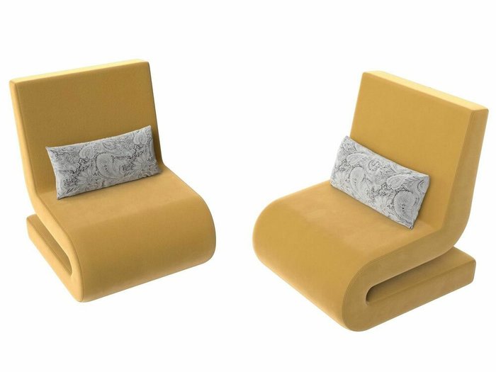 Набор из двух кресел Волна желтого цвета - лучшие Комплекты мягкой мебели в INMYROOM