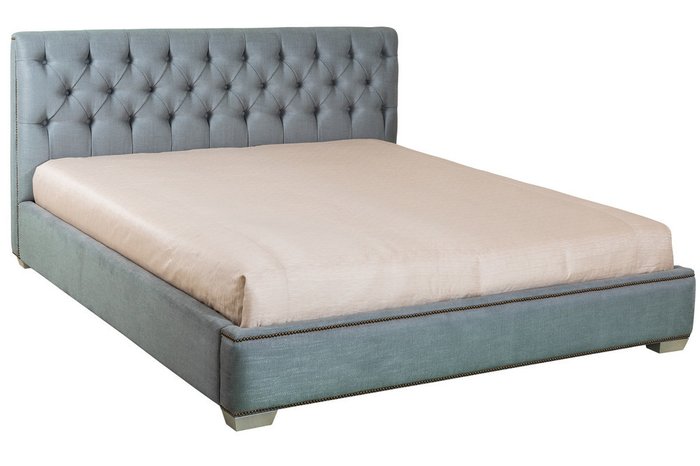 Кровать с решеткой Mestre 200х200 серо-голубого цвета - купить Кровати для спальни по цене 186150.0