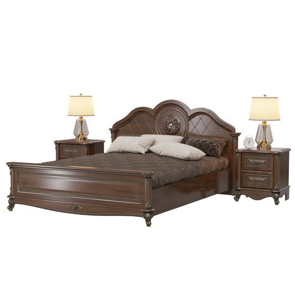 Спальня Да Винчи из кровати 160х200 и двух прикроватных тумб коричневого цвета
