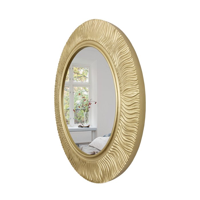 Настенное зеркало Fashion Wave в золотой раме - купить Настенные зеркала по цене 41400.0