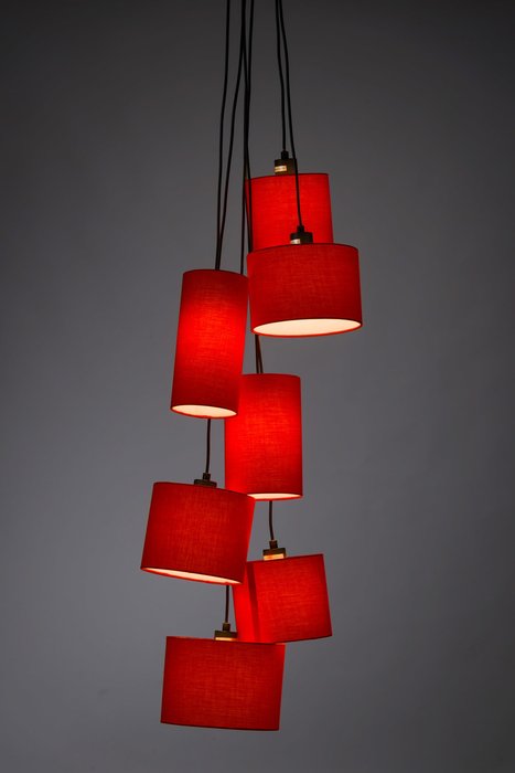 Подвесная люстра Fabric Cluster красного цвета - купить Подвесные люстры по цене 14800.0