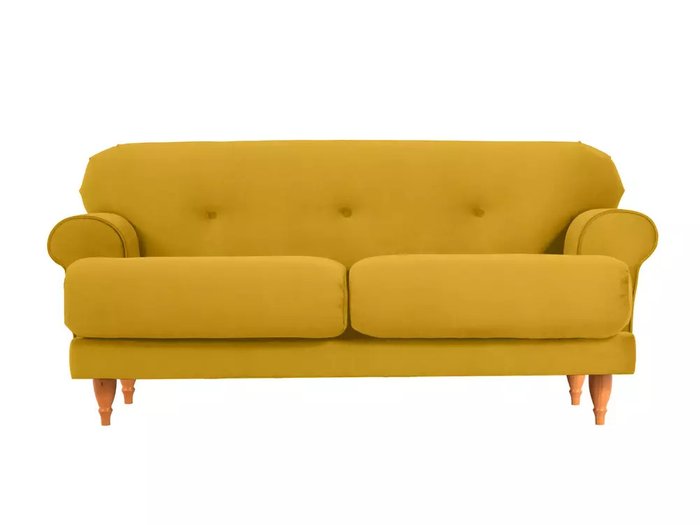 Диван Italia желтого цвета с бежевыми ножками - купить Прямые диваны по цене 54900.0