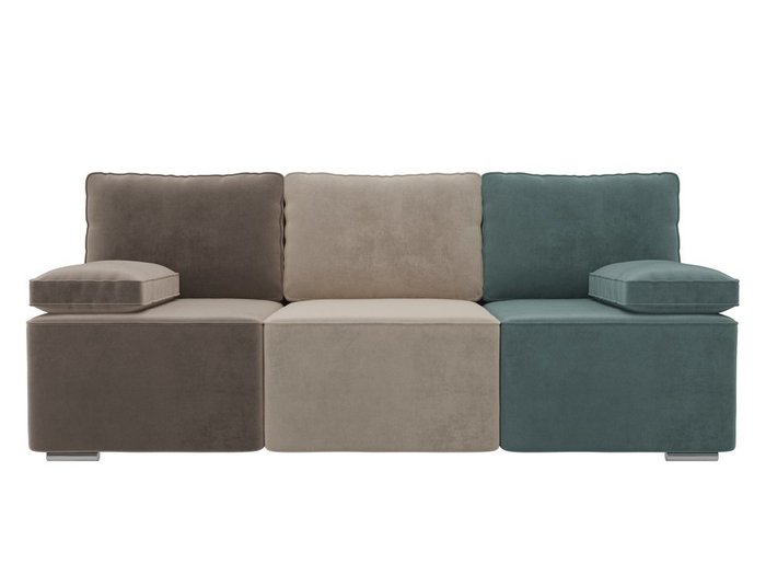 Прямой диван-кровать  Радуга коричнево-бежево-бирюзового цвета - купить Прямые диваны по цене 33090.0