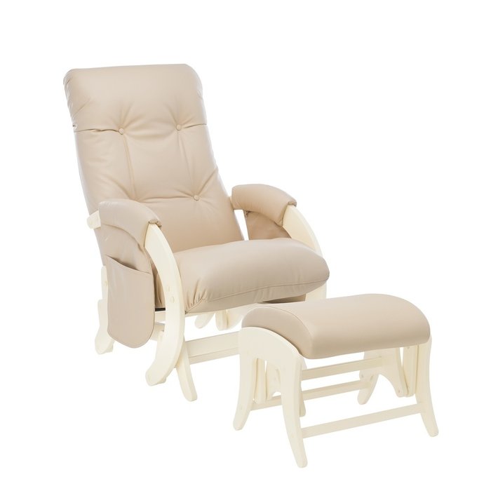 Комплект из кресла и пуфа Milli Smile с карманами бежевого цвета