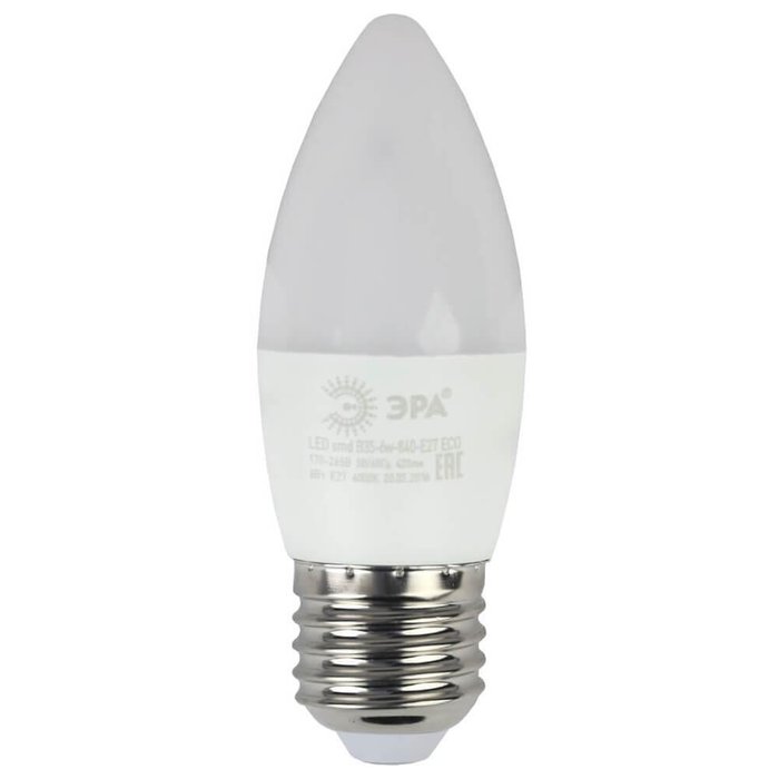 Лампа светодиодная E27 6W 2700K матовая белого цвета