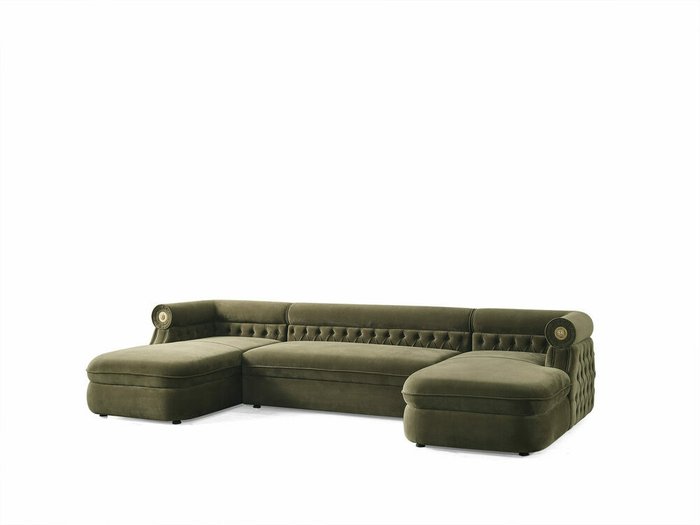 Угловой диван с пуфом Эклектика зеленого цвета - купить Угловые диваны по цене 295000.0