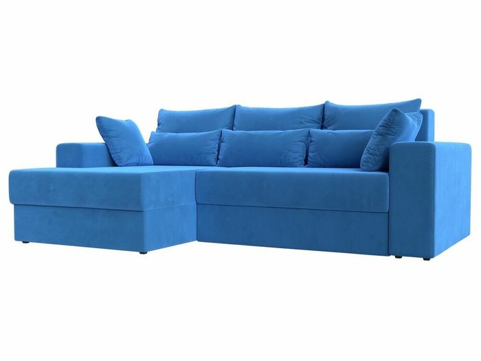 Угловой диван-кровать Майами темно-голубого цвета левый угол