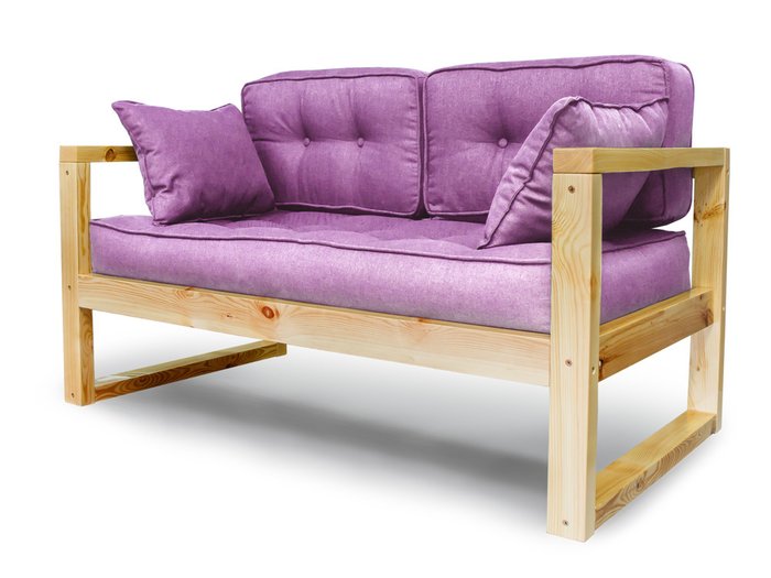 Диван Астер Мини с каркасом из массива сосны и обивкой из фиолетовой рогожки - лучшие Прямые диваны в INMYROOM