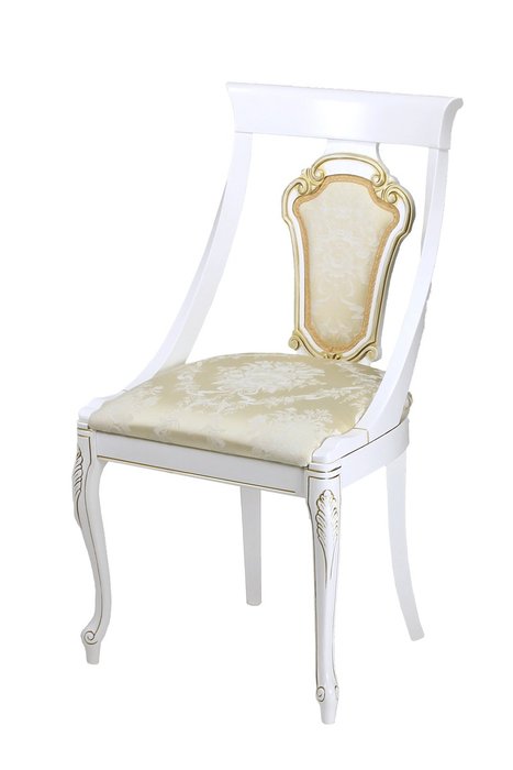 Стул-кресло деревянный Патриция бело-золотого цвета