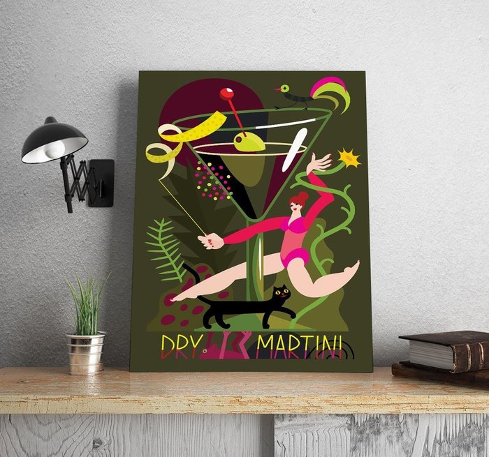 Принт Dry martini 70х90 зеленого цвета - лучшие Принты в INMYROOM Принт Dry martini 70х90 зеленого цвета - лучшие Принты в INMYROOM