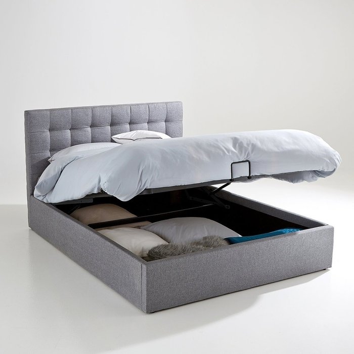 Кровать с подъемным механизмом Gennie 140x190 серого цвета - лучшие Кровати для спальни в INMYROOM