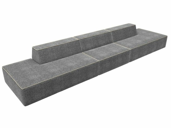 Прямой модульный диван Монс Лонг серого цвета с бежевым кантом - лучшие Прямые диваны в INMYROOM