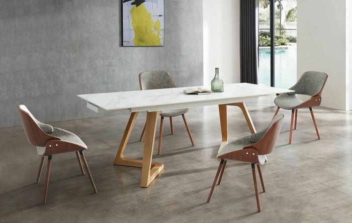 Раскладной обеденный стол Sorrento L с белой столешницей - лучшие Обеденные столы в INMYROOM