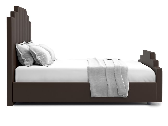 Кровать Velino 120х200 темно-коричневого цвета с подъемным механизмом (экокожа) - лучшие Кровати для спальни в INMYROOM