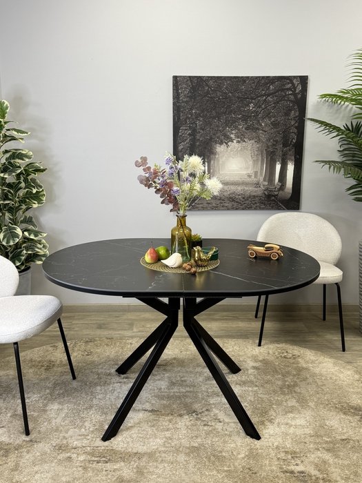 Раздвижной обеденный стол DO1300 с керамической столешницей черного цвета  - купить Обеденные столы по цене 46010