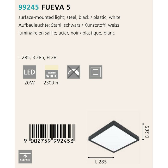 Светильник точечный Fueva черно-белого цвета - лучшие Потолочные светильники в INMYROOM