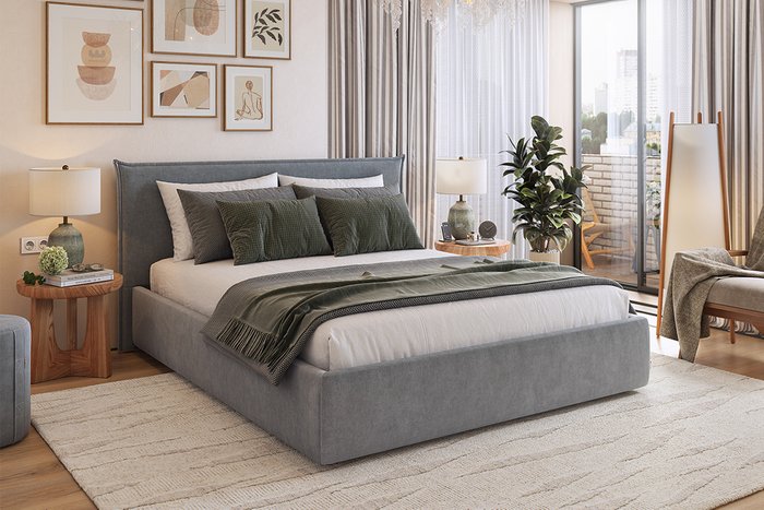 Кровать Лада 160х200 графитового цвета с основанием - лучшие Кровати для спальни в INMYROOM
