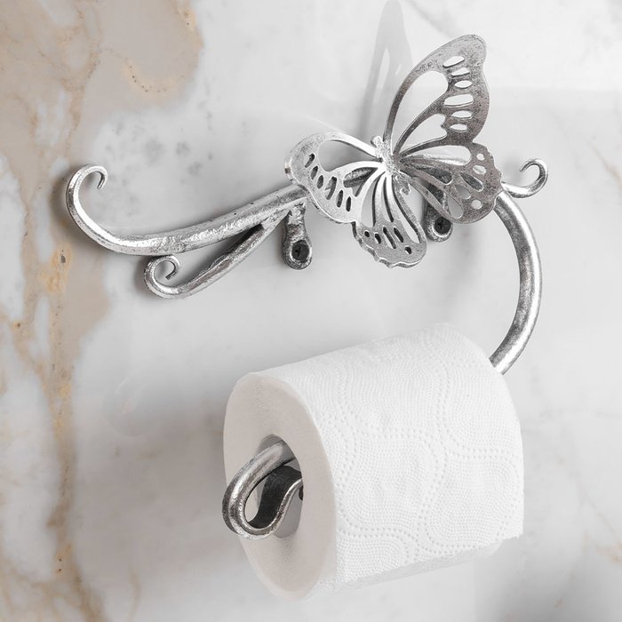 Держатель для туалетной бумаги Бабочка Эир серебряного цвета - купить Держатели для туалетной бумаги по цене 3987.0
