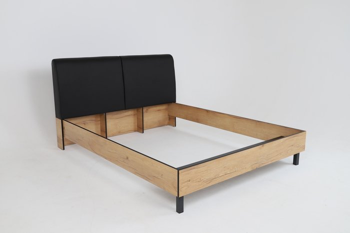 Кровать Лофт 140х200 черно-бежевого цвета - лучшие Кровати для спальни в INMYROOM