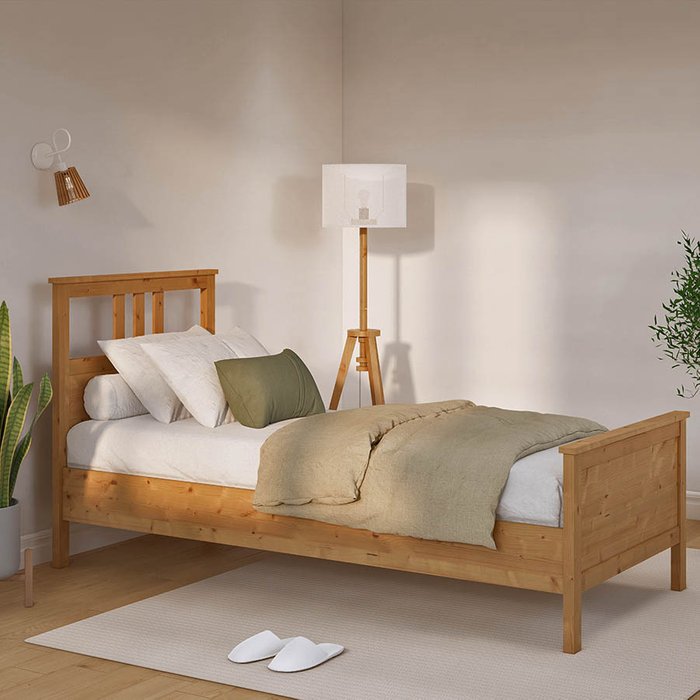 Кровать Кымор 90х200 светло-коричневого цвета без подъемного механизма - купить Кровати для спальни по цене 24990.0