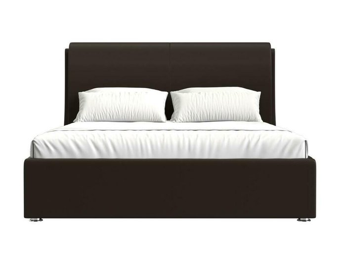 Кровать Принцесса 200х200 темно-коричневого цвета с подъемным механизмом (экокожа) - купить Кровати для спальни по цене 97999.0