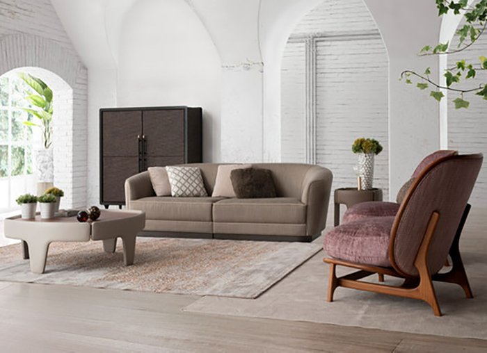 Прямой диван 1750 Sofa коричневого цвета  - купить Прямые диваны по цене 138000.0