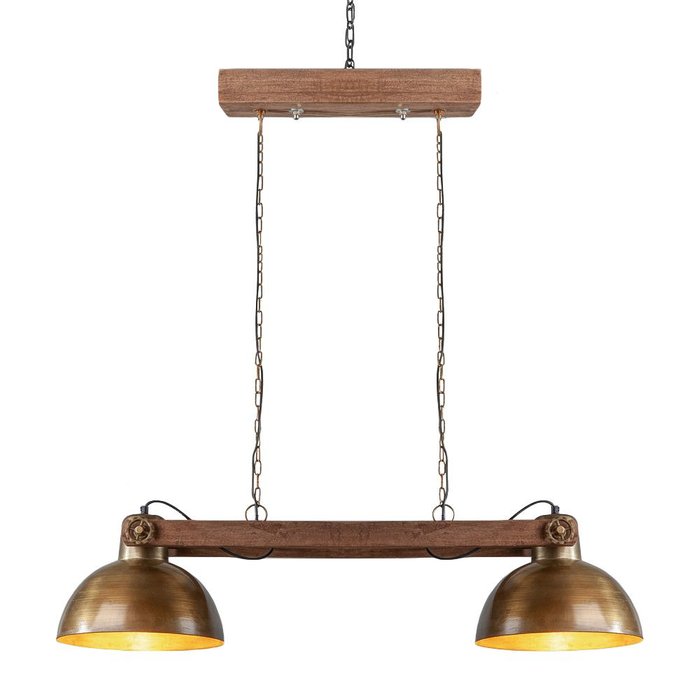 Подвесной светильник из металла и дерева 
