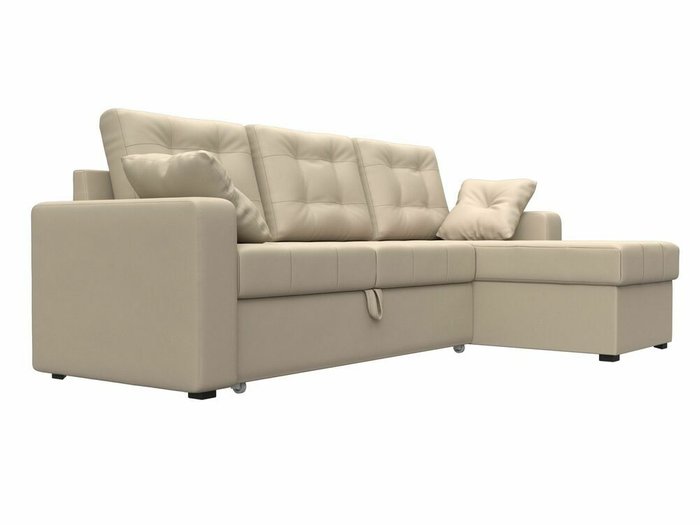 Угловой диван-кровать Камелот бежевого цвета (экокожа) правый угол - лучшие Угловые диваны в INMYROOM
