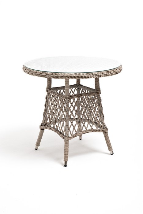 Плетенный стол Эспрессо D80 бежевого цвета - лучшие Садовые столы в INMYROOM