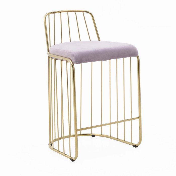 Барный стул с металлическим каркасом золотого цвета