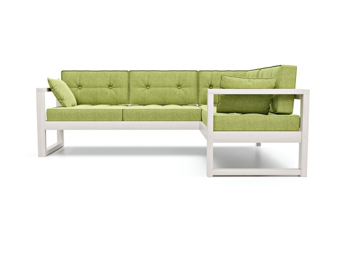 Угловой диван Астер с каркасом из массива сосны и обивкой из зеленой рогожки - купить Угловые диваны по цене 49990.0