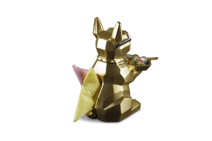 Статуэтка в виде бульдога с подносом золотого цвета - купить Фигуры и статуэтки по цене 3900.0