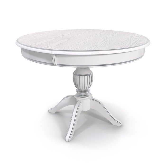 Раздвижной обеденный стол Йорк белого цвета с серебряной патиной - лучшие Обеденные столы в INMYROOM