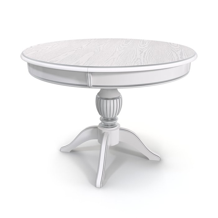 Раздвижной обеденный стол Йорк белого цвета с серебряной патиной - купить Обеденные столы по цене 38709.0