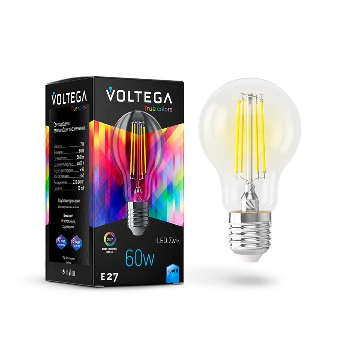 Лампочка Voltega 7155 General purpose bulb E27 7W High CRI Crystal грушевидной формы - купить Лампочки по цене 285.0