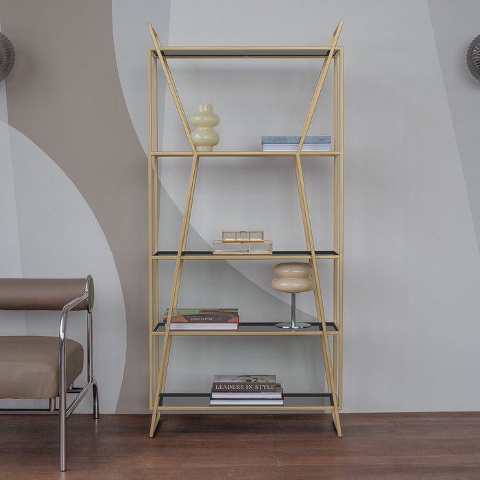 Стеллаж Oslo Mini золотого цвета - лучшие Стеллажи в INMYROOM Стеллаж Oslo Mini золотого цвета - лучшие Стеллажи в INMYROOM
