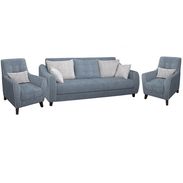 Френсис диван-книжка и два кресла в обивке из велюра серо-синего цвета
