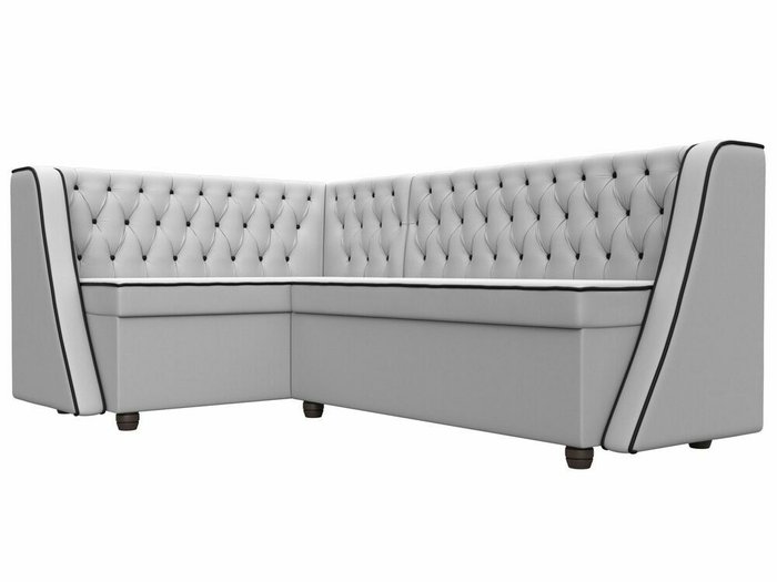 Кухонный угловой диван Лофт белого цвета (экокожа) левый угол - лучшие Угловые диваны в INMYROOM