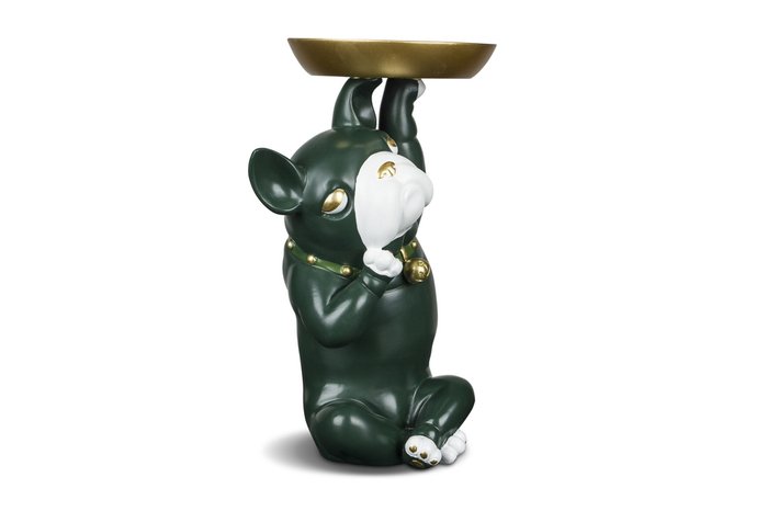 Статуэтка в виде бульдога с подносом зеленого цвета - купить Фигуры и статуэтки по цене 3900.0